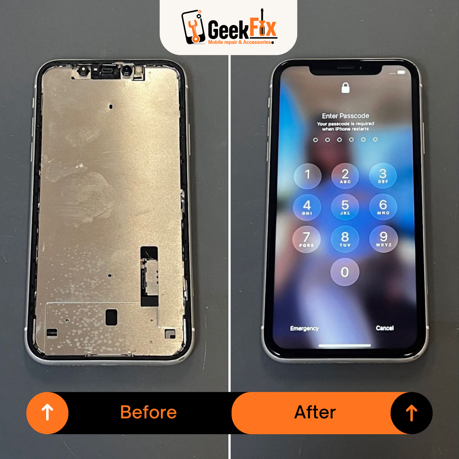 iPhone display replacement before and after